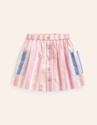 Mini Boden Kids' Pull On Twirly Skirt Pink Lurex Stripe Girls Boden