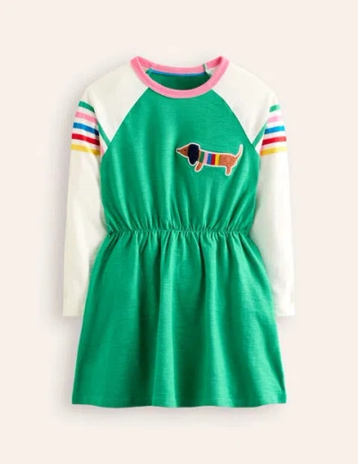 slim fit dress slacks Mini Boden Flamingo Tunic Short-Sleeved Green Tunic with Flamingo Appliqué  – Designer Kids Outlet main image 1