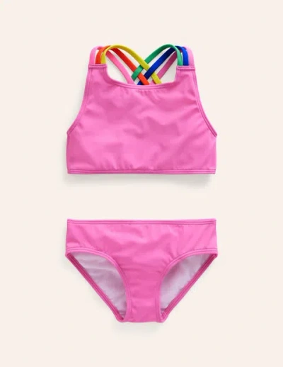 Mini Boden Kids' Rainbow Cross-back Bikini Strawberry Milkshake Pink Girls Boden