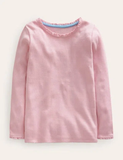 Mini Boden Kids' Ribbed Long Sleeve T-shirt French Pink Girls Boden
