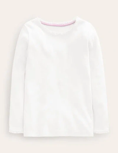 Mini Boden Kids' Ribbed Long Sleeve T-shirt White Girls Boden