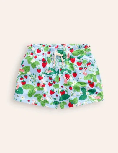 Mini Boden Kids' Ruffle Waist Sweat Shorts Strawberry Field Girls Boden