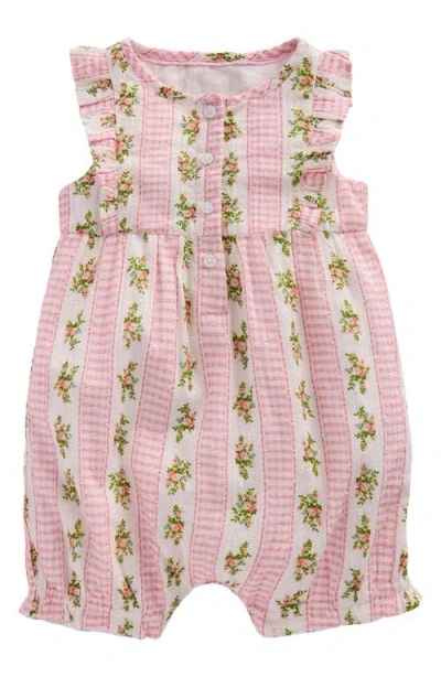Mini Boden Babies'  Short Frill Cotton Bubble Romper In Pink