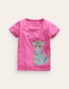 MINI BODEN Short Sleeve Appliqué T-shirt Pink Baby Leopard Girls Boden