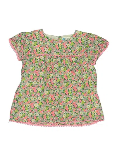 Pre-owned Mini Boden Kids' Short Sleeve Blouse In Green