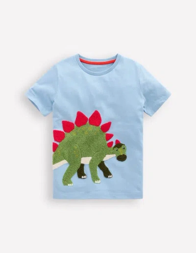 Mini Boden Kids' Short Sleeve Bouclé T-shirt Glacier Blue Dino Boys Boden In Sky Blue Dino