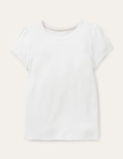 Mini Boden Kids' Short Sleeve Pointelle Top White Girls Boden