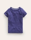 Mini Boden Short Sleeve Ribbed T-shirt Starboard Blue Girls Boden In Starboard Blue