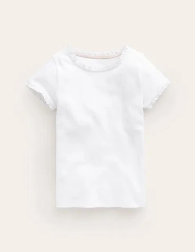 Mini Boden Kids' Short Sleeve Ribbed T-shirt White Girls Boden