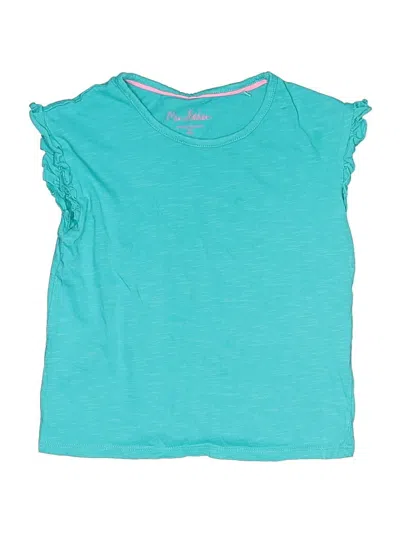 Pre-owned Mini Boden Kids' Short Sleeve Top Teal Ruffles Neckline Tops