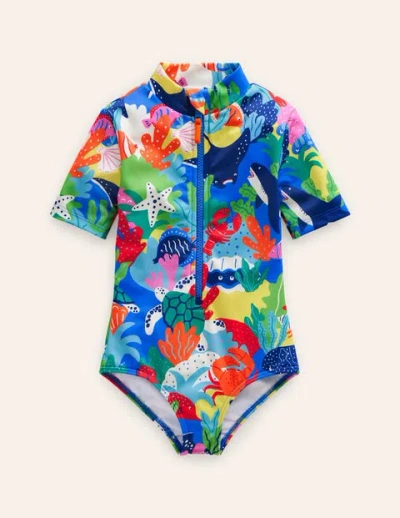 Mini Boden Kids' Short-sleeved Swimsuit Multi Rainbow Reef Girls Boden