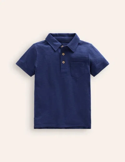 Mini Boden Kids' Slubbed-jersey Polo Shirt College Navy Boys Boden