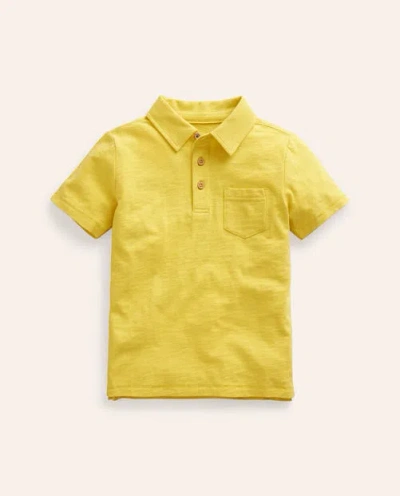 Mini Boden Kids' Slubbed-jersey Polo Shirt Lemon Yellow Boys Boden