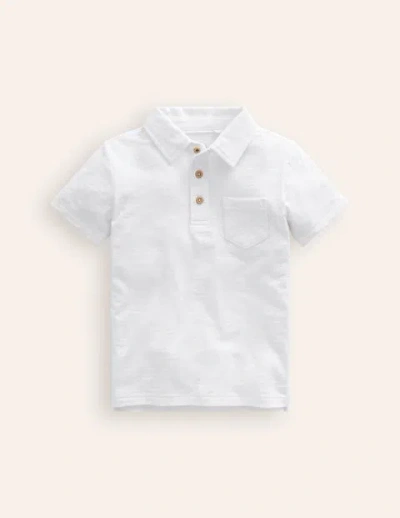 Mini Boden Kids' Slubbed-jersey Polo Shirt White Boys Boden
