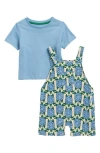Mini Boden Solid T-shirt & Shortalls Set In Blue