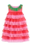 Mini Boden Strawberry Tiered Tulle Dress In Pink