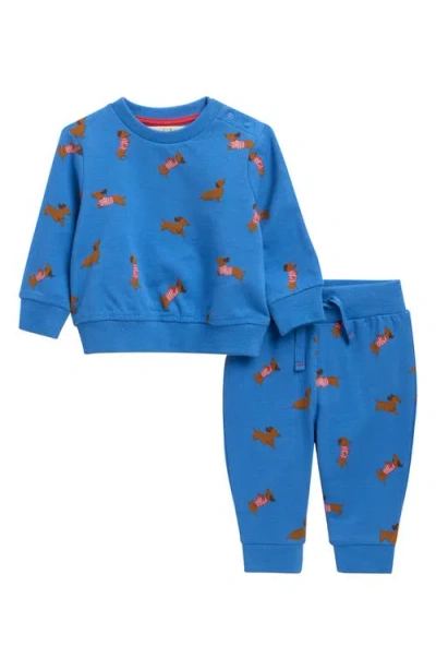 Mini Boden Babies'  Stretch Cotton Sweatshirt & Joggers Set In Blue