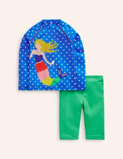 Mini Boden Kids' Sun Safe Rash Vest Set Mermaid Appliqué Girls Boden In Multi