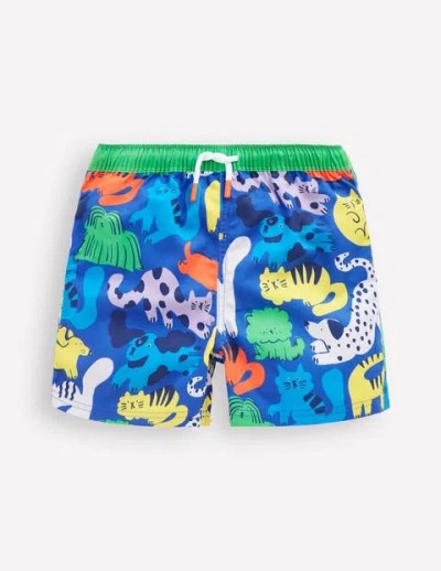 Mini Boden Kids' Swim Shorts Rainbow Pets Boys Boden In Sapphire Blue Rainbow Pets