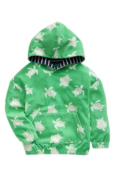 Mini Boden Kids' Terry Cloth Hooded Cover-up Dress In Pea Green Turtles