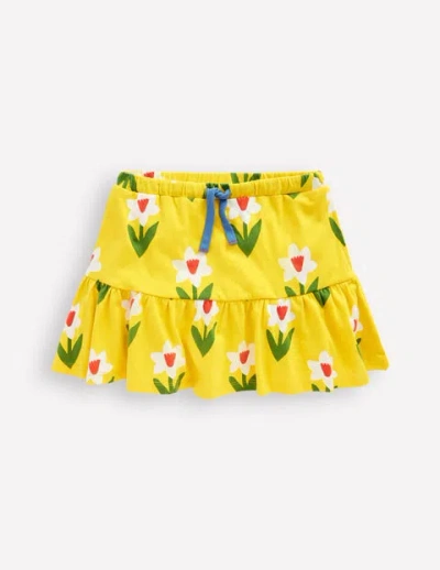 Mini Boden Kids' Tiered Jersey Skort Tropical Yellow Daffodil Girls Boden
