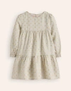 Mini Boden Betsy Tiered Twirly Dressoatmeal/gold Spot Girls Boden In Oatmeal/gold Spot