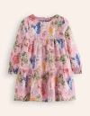Mini Boden Tiered Twirly Dress Vintage Pink Enchanted Forest Girls Boden In Vintage Pink Enchanted Forest