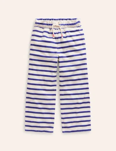 Mini Boden Kids' Towelling Pants Navy/ Ivory Stripe Girls Boden In Blue
