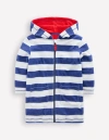 Mini Boden Towelling Zip-up Throw-on Sapphire Blue Stripe Boys Boden In Sapphire Blue Stripe