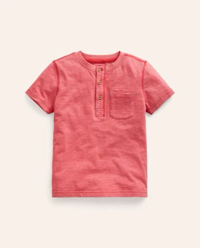 Mini Boden Kids' Washed Cotton Henley T-shirt Jam Red Girls Boden In Pink