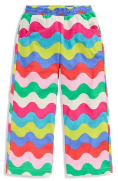 Mini Boden Kids'  Wide Leg Toweling Trousers In Blue