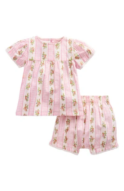 Mini Boden Babies'  Woven Bloomer Play Set In Pink