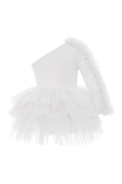 Mini Celebrities Kids'  Bella One Shoulder Long Sleeve Ruffle Tutu Dress In White