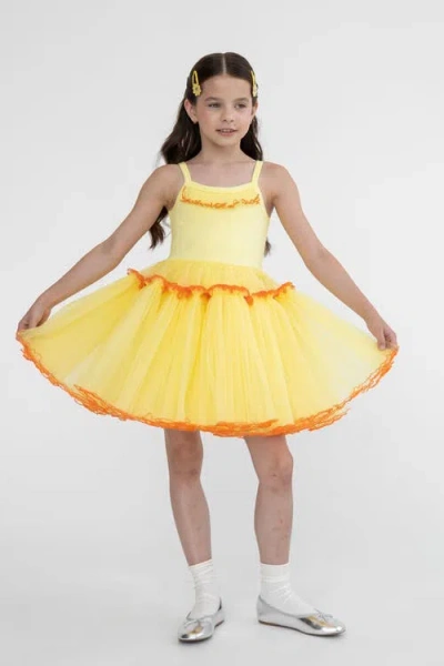 Mini Celebrities Kids'  Belle Strappy Tulle Dress In Yellow