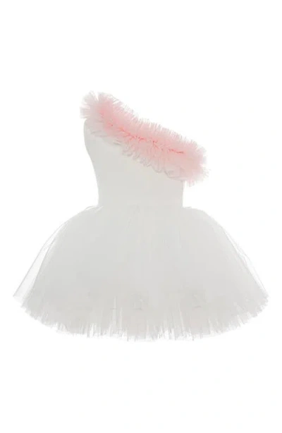 Mini Celebrities Kids'  Fiona One Shoulder Ruffle Tulle Dress In White