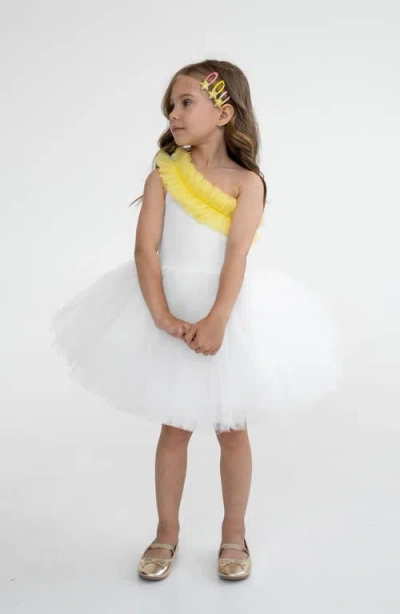 Mini Celebrities Babies'  Fiona One Shoulder Ruffle Tulle Dress In White