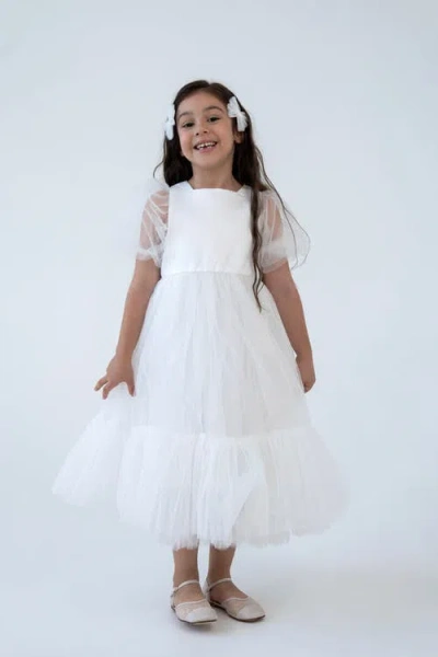 Mini Celebrities Babies'  Flower Maxi Tulle Dress In White