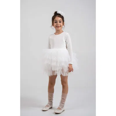 Mini Celebrities Kids'  Jolie Long Sleeve Velvet Tutu Dress In White