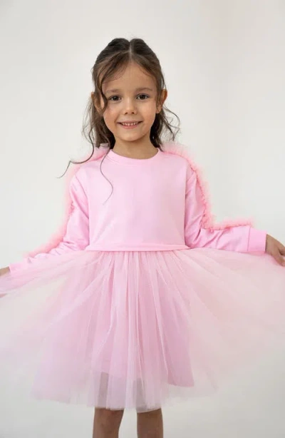 Mini Celebrities Babies'  Ruffle Sweatshirt Dress In Pink