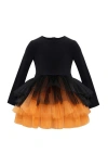 Mini Celebrities Witch Long Sleeve Fluffy Tutu Dress In Black