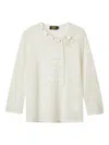 Mini Cream Asymmetrical-neck Long-sleeve Sweater In Neutral