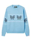 Mini Cream Bow Pattern Sweater In Blue