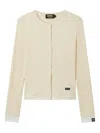 Mini Cream Buttoned Ribbed Cardigan In Neutral