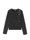 Mini Cream Button-embellished T-shirt In Black