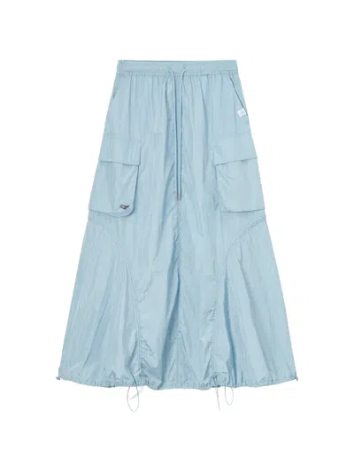 Mini Cream Cargo Drawstring Maxi Skirt In Blue