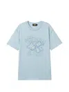 Mini Cream Cloud-print T-shirt In Blue
