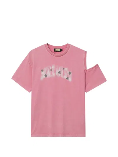 Mini Cream Cut-out Star-embellished T-shirt In Pink