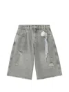 Mini Cream Distressed Shorts In Gray