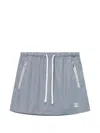 Mini Cream Drawstring Mini Skirt In Blue