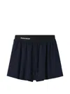 Mini Cream Drawstring Skirt In Blue